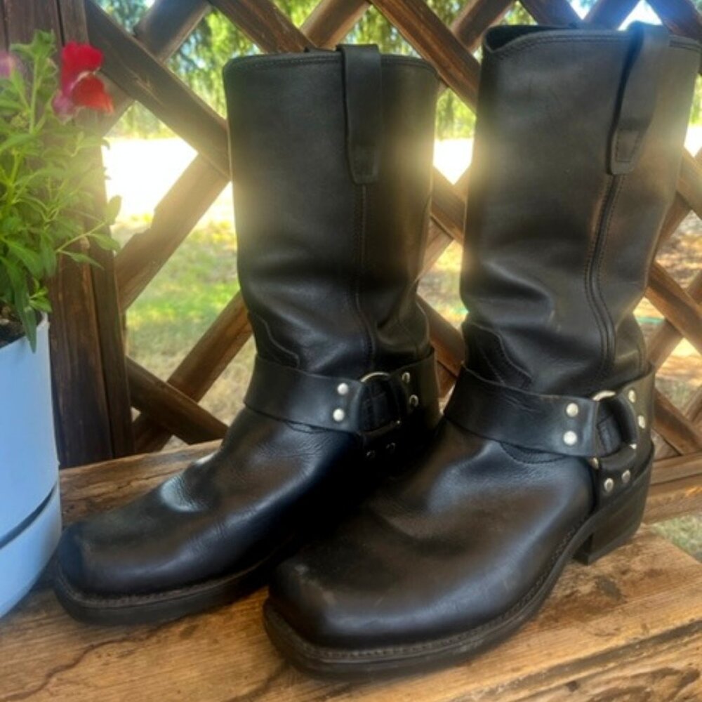 Unisex Square Toe Durango Black Leather Boots